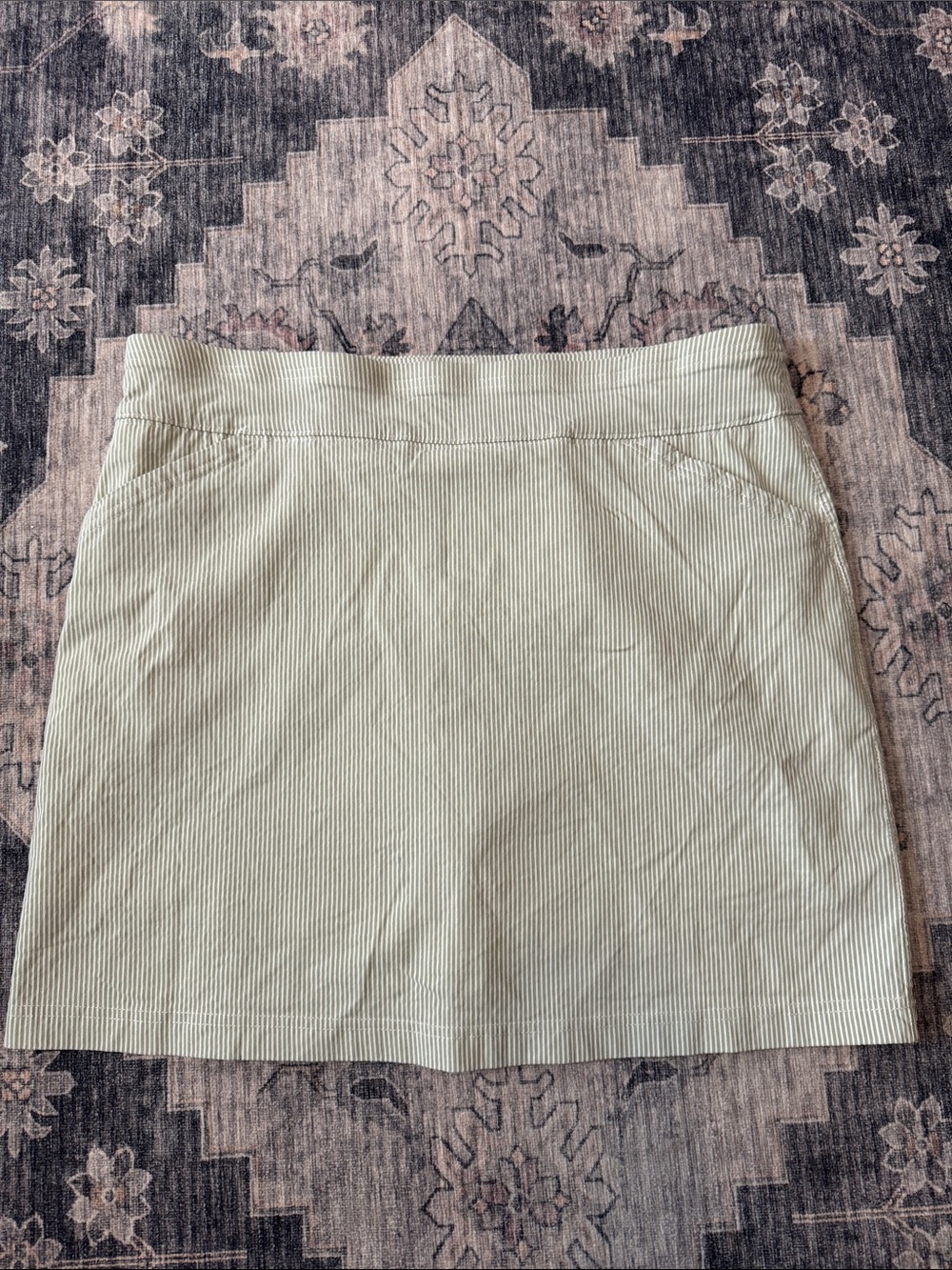 Mario Serrani Light Green Pinstripe Pencil Skirt